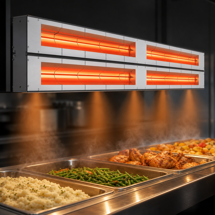 Product image #4 for Hatco Glo-Ray Aluminum Max Watt Dual Lighted Infrared Strip Heater, 72 Inch, 3-Inch Spacer