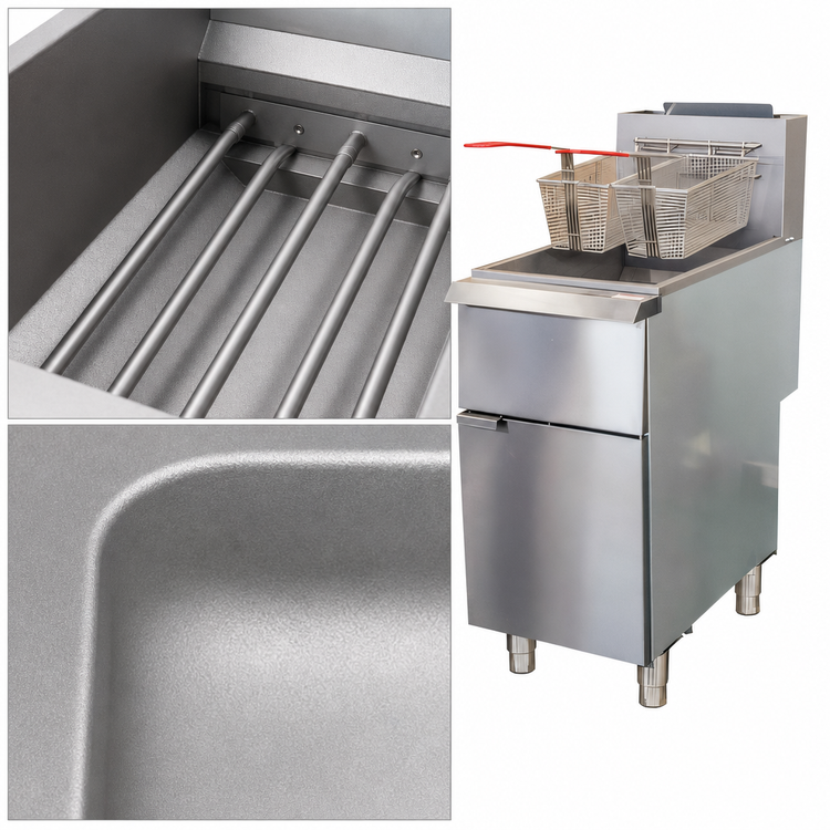 Product image #4 for IKON Cooking 40-55 lb LP Gas Floor Fryer with Millivolt Thermostat and 4 Heat Tubes