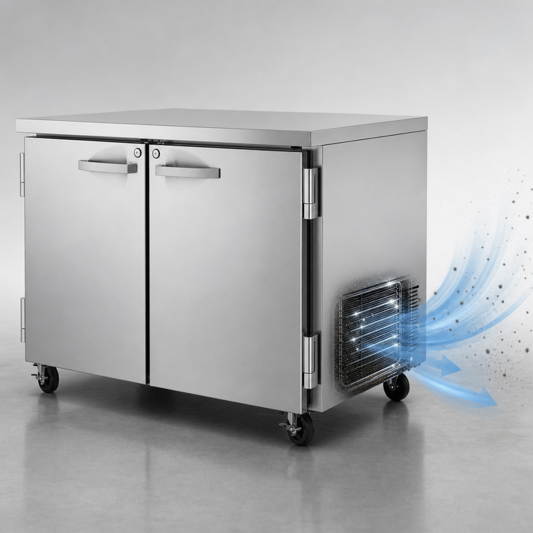 Product image #4 for Turbo Air PRO Series 48-Inch Two-Section Undercounter Refrigerator with Solid Locking Doors, 12.2 Cu. Ft.