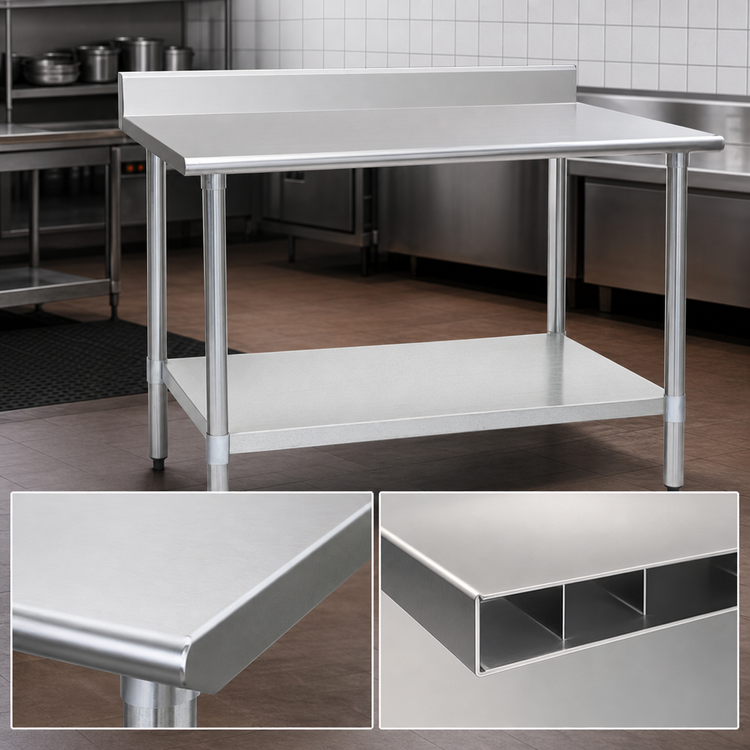 Product image #4 for Eagle Spec-Master 108-Inch x 30-Inch Stainless Steel Work Table with 4-1/2-Inch Backsplash and Galvanized Undershelf