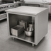 Thumbnail image #4 for Advance Tabco 84 Inch x 36 Inch Flat Top 14 Gauge 304 Stainless Steel Work Table with Open Front Cabinet Base