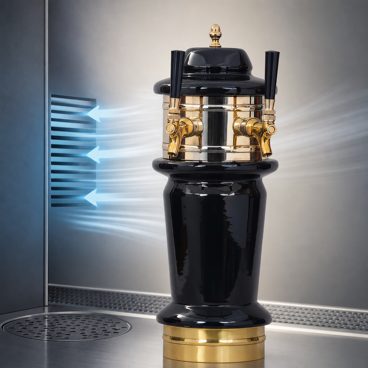 Product image #4 for Glastender Monaco 3-Faucet Air-Cooled Draft Dispensing Tower with Mirror Finish