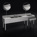 Thumbnail image #4 for Eagle Group 1800 Series BC7C-18R 84-Inch Underbar Combination Unit with 3 Sink Bowls, 2 Drainboards, 24-Inch Ice Bin, Right Speedrail