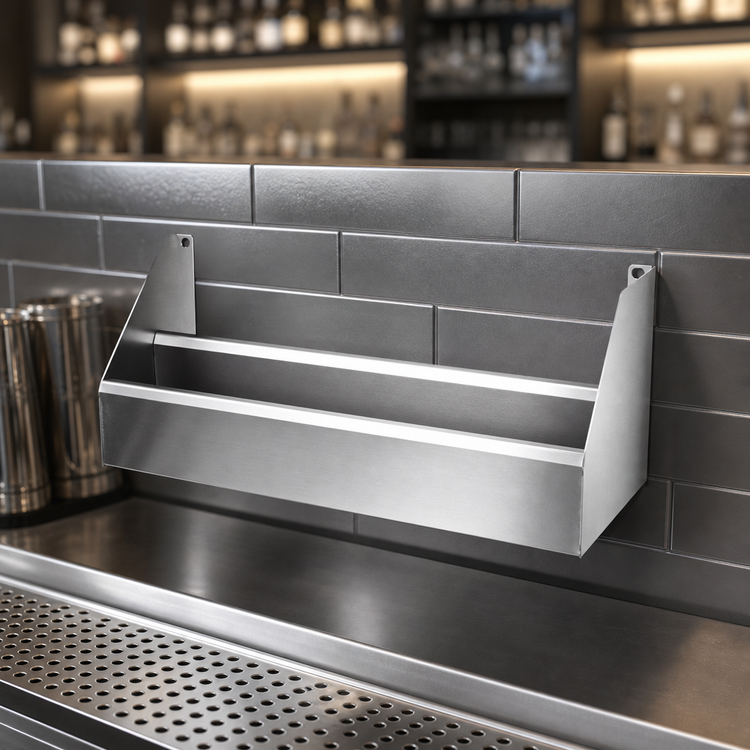 Product image #4 for Double Stainless Steel Speed Rail, 25 Inch Wide x 10 Inch Deep, Keyhole Mount