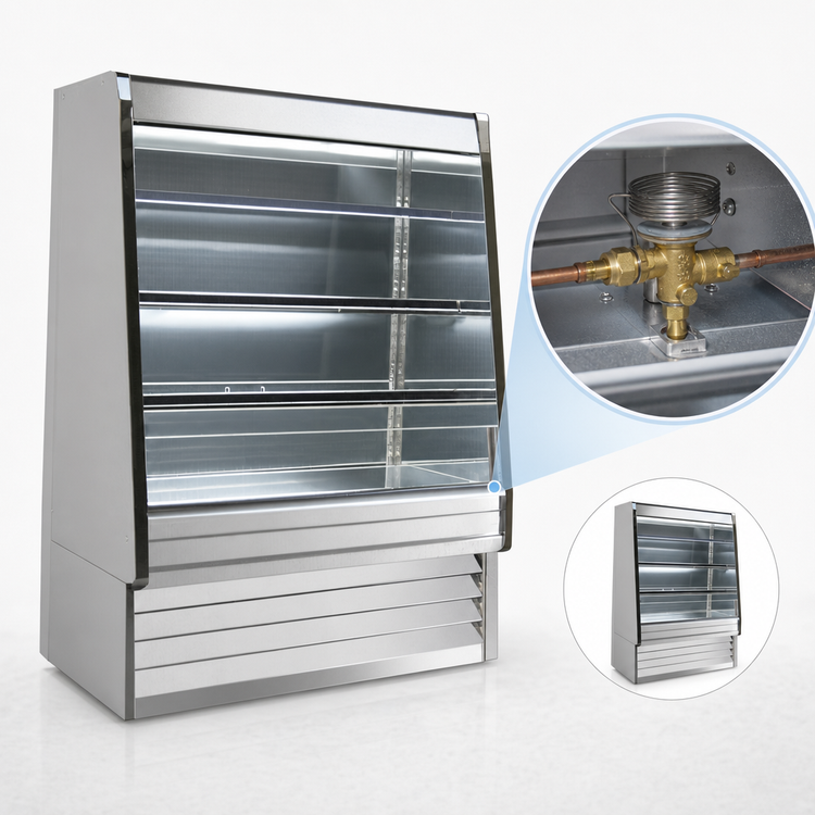 Product image #5 for Howard-McCray Ovation Series 51-Inch Remote Dairy Open Merchandiser with 3-Tier LED Shelves, Stainless Steel, 72-Inch High