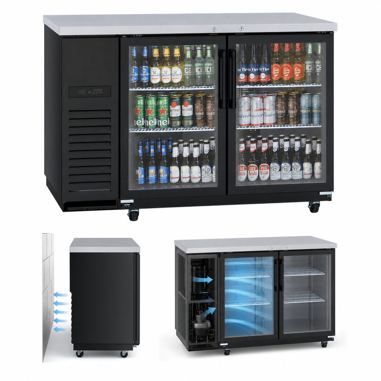 Product image #4 for Turbo Air Super Deluxe 2-Section Glass Door Back Bar Cooler, 19 Cu. Ft.