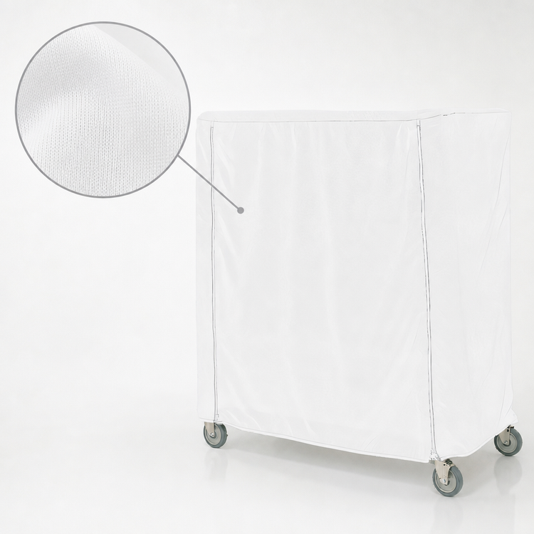 Product image #4 for Metro 72 x 24 x 62 Inch White Uncoated Knitted Polyester Queen Mary & Banquet Cart Cover