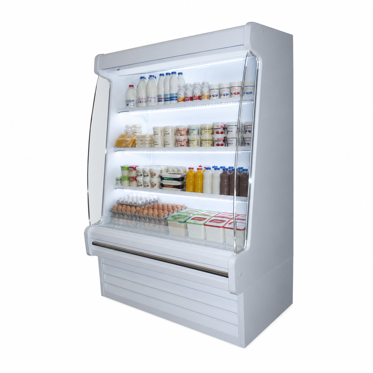 Product image #5 for Howard-McCray Ovation Series Remote Dairy Open Merchandiser, 99 Inch W x 72 Inch H, 3-Tier LED Shelving, White