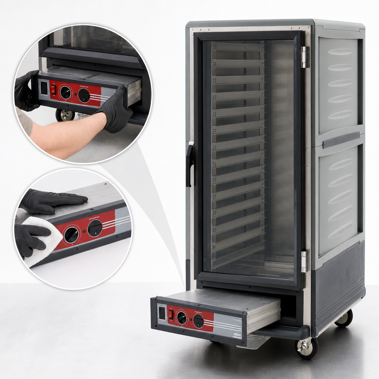 Product image #4 for Metro C5 3 Series Insulation Armour 3/4 Height Heated Holding Cabinet, Gray, Clear Door, Low-Watt, Mobile, 27 Pan Capacity
