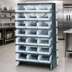 Thumbnail image #4 for Quantum Sloped Double-Sided Pick Rack with 16 Shelves and 48 Clear Bins
