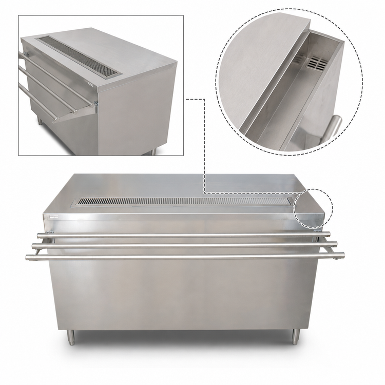 Product image #4 for BK Resources Enclosed Cabinet Base Self-Serve Counter with Hinged Doors and Tray-Side Urn Trough, 72 Inch x 30 Inch