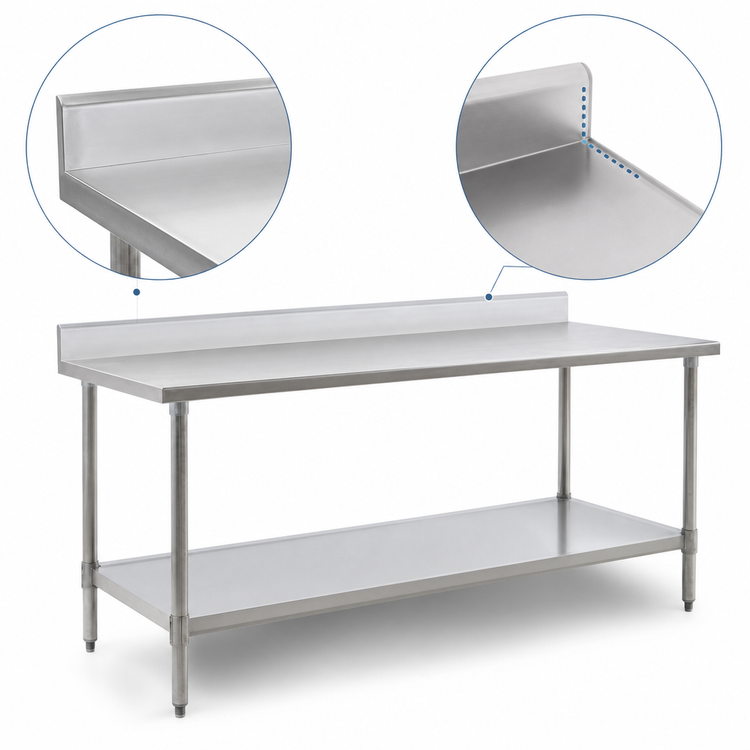 Product image #4 for Eagle Spec-Master 108 Inch x 36 Inch Stainless Steel Work Table with 4-1/2 Inch Backsplash and Undershelf