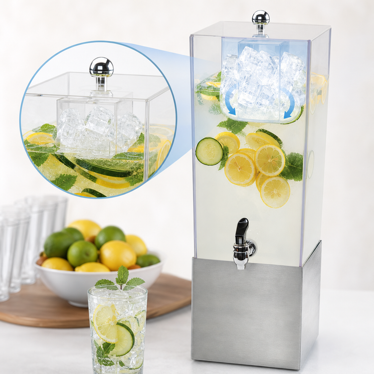 Product image #4 for Cal-Mil Single 3 Gallon Beverage Dispenser with Polycarbonate Tank, Ice Chamber and Stainless Steel Base