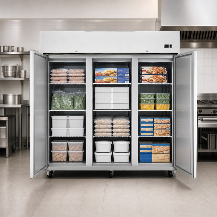 Product image #5 for Atosa MBF8003GR Three-Section Top-Mount Reach-In Freezer, 64.9 Cu. Ft., Stainless Steel