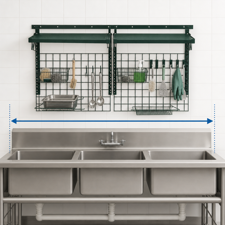 Product image #4 for Metro SmartWall 72-Inch Wide 3-Compartment Sink Unit