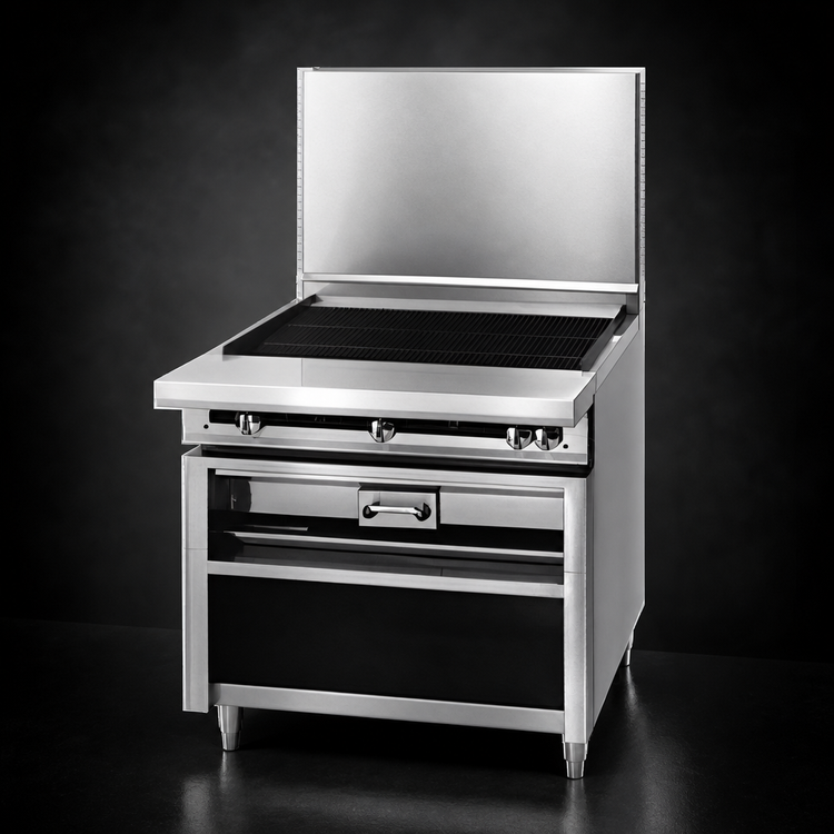 Product image #4 for Titan JTKC-24-RAD 24" Heavy Duty Gas Chitwood Charbroiler with Cabinet Base and Radiants