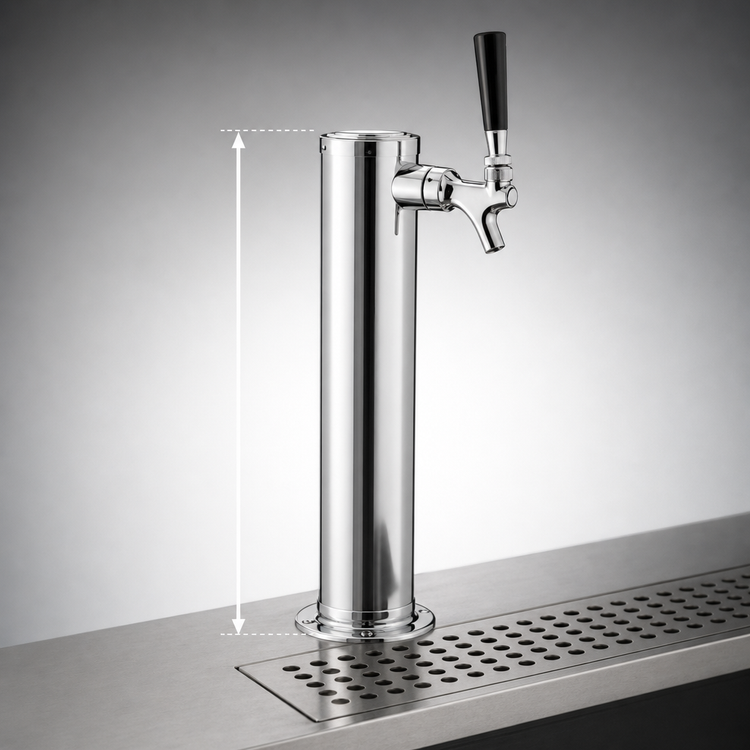 Product image #4 for Perlick Century 3-Inch O.D. Glycol-Cooled Countertop Draft Arm Beer Tower, 1 Faucet, Extra-Tall 15-3/4-Inch, Polished Chrome