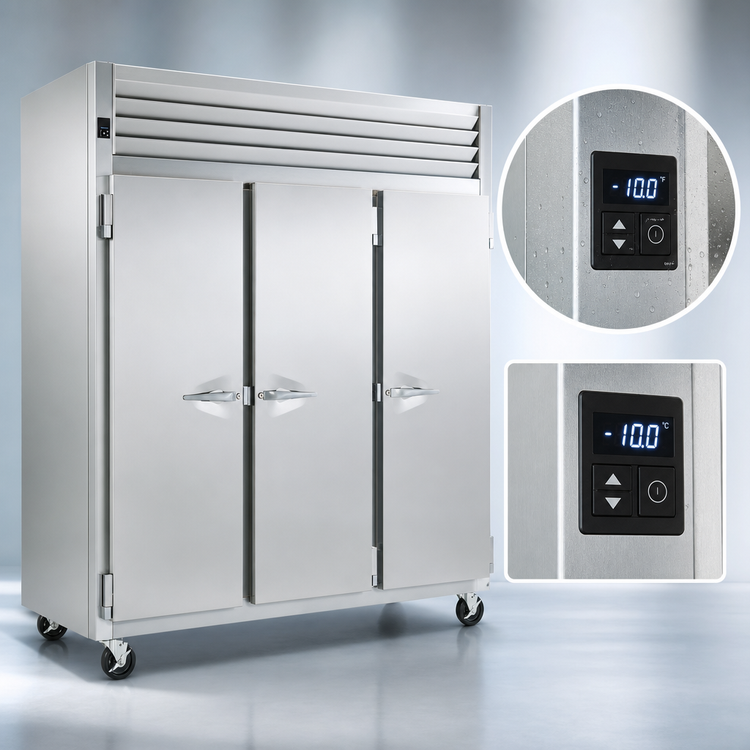 Product image #4 for 3-Section Reach-In Freezer with Full-Height Solid Doors, Self-Contained R-290 Refrigeration