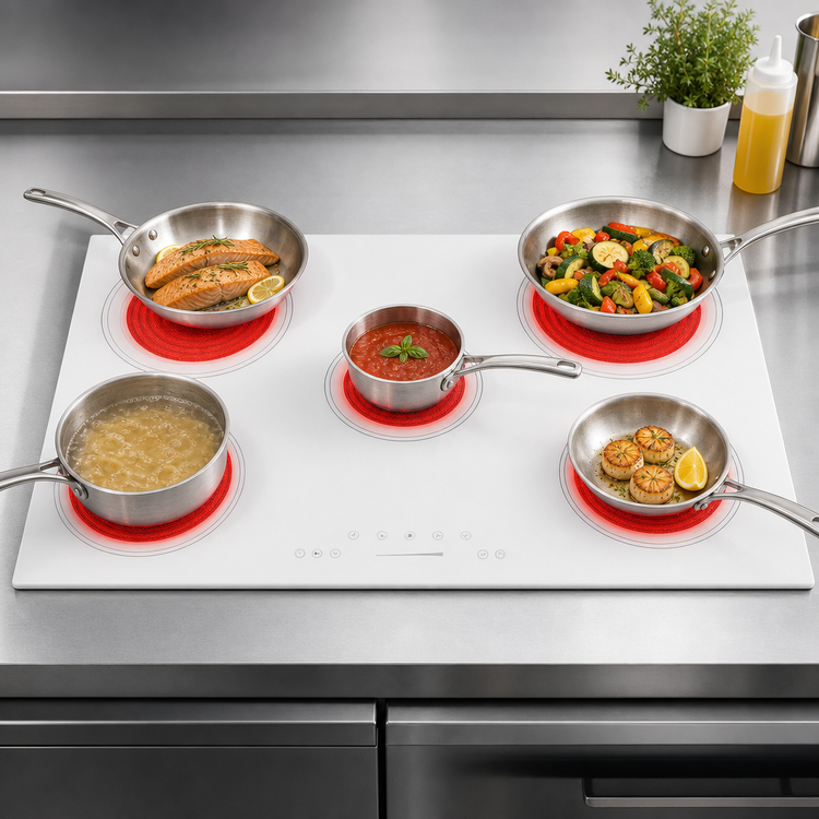 Product image #4 for Summit Commercial 36-Inch Built-In Radiant Electric Cooktop with 5 Elements, White Ceramic Glass