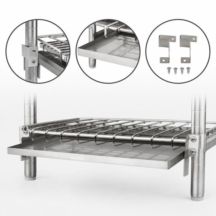 Product image #4 for 30 x 24 Inch Stainless Steel Drip Pan for Syrup Tank Rack with Brackets