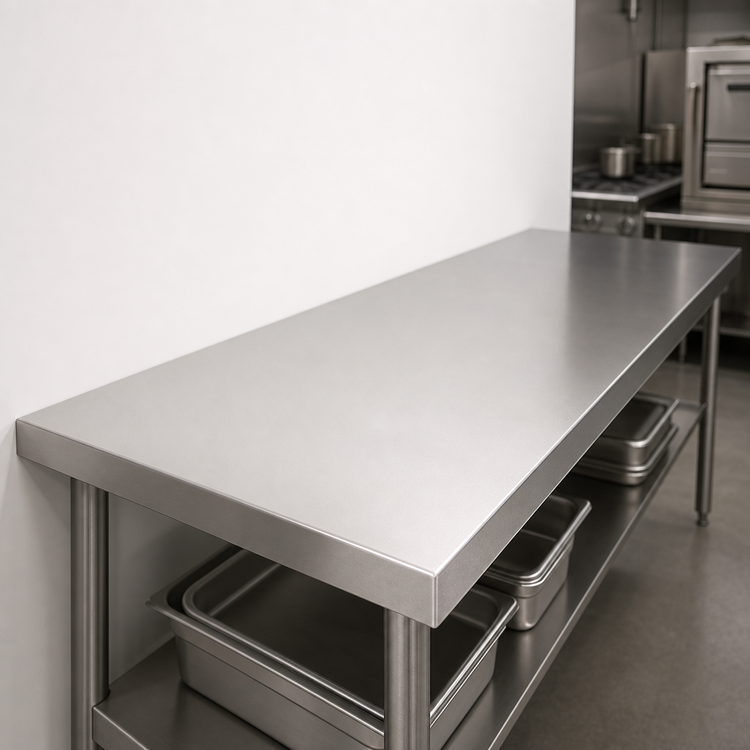 Product image #4 for John Boos 120" x 30" Flat Stainless Steel Countertop, 1-1/2" Thick