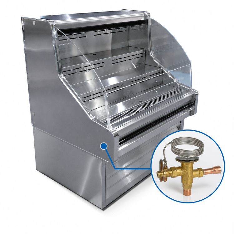 Product image #4 for Howard-McCray Ovation Series 75-Inch Remote Curved Open-Air Merchandiser, 44-Inch High, Stainless Steel, LED