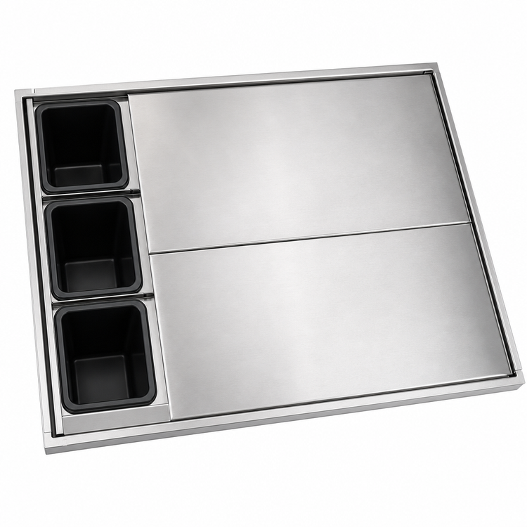 Product image #4 for Top Shelf 18-Inch Underbar Bottle Well Cover Assembly with 3 Left-Side Bottle Wells