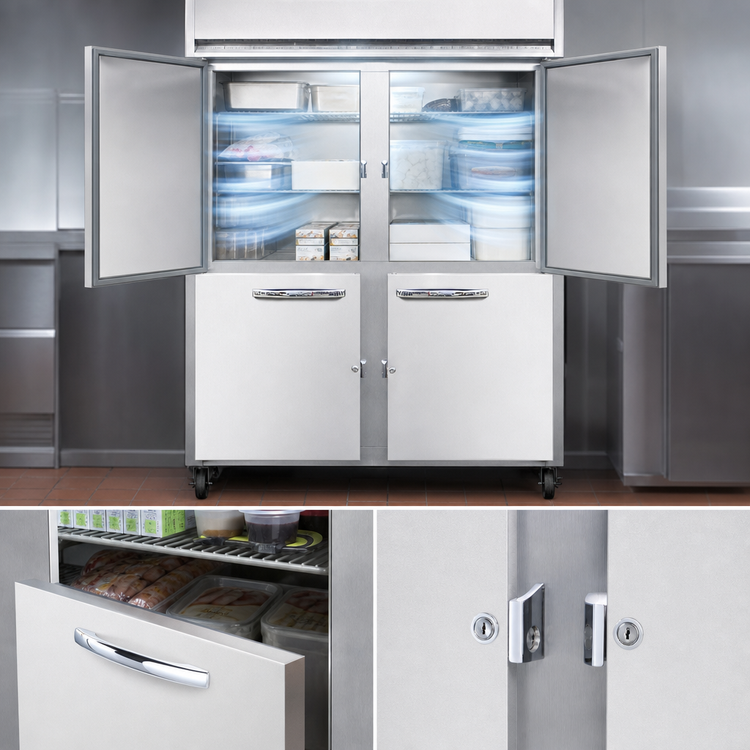Product image #4 for Continental Refrigerator 2FESNSAHD Extra-Wide Shallow Depth Two-Section Reach-In Freezer with Half Solid Doors