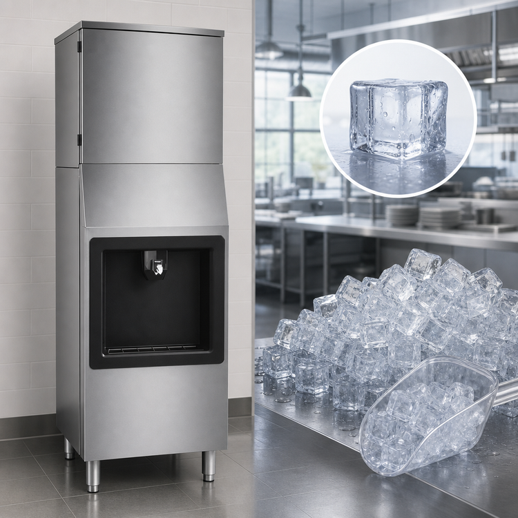 Product image #4 for Atosa Hotel Ice Machine and Dispenser with 160 lb Bin, 350 lb Daily Full Cube Production