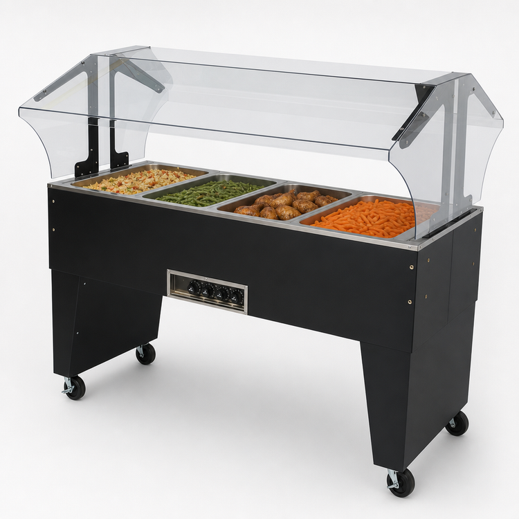 Product image #4 for Advance Tabco Triumph (Supreme) 4-Well Portable Electric Hot Food Buffet Table with Double-Sided Sneeze Guard