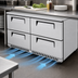 Thumbnail image #4 for Turbo Air Super Deluxe Two-Section Front Breathing Undercounter Drawer Refrigerator, 4 Drawers, 14.8 Cu. Ft.
