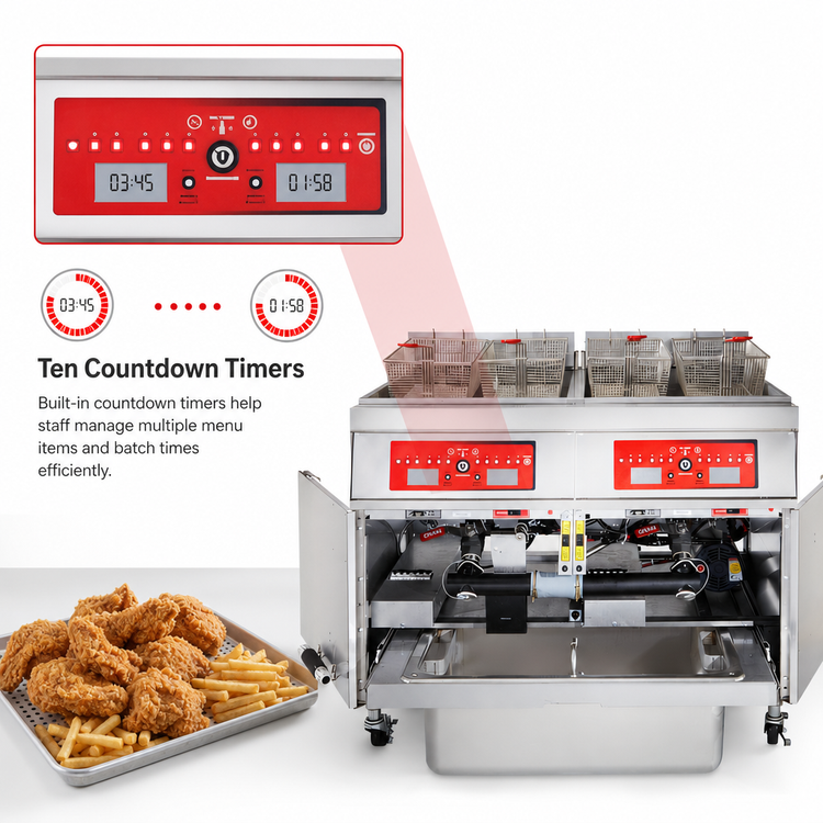 Product image #5 for Vulcan 3ER50CF Electric Triple-Battery Fryer with KleenScreen PLUS Filtration, 50 lb. Capacity per Vat