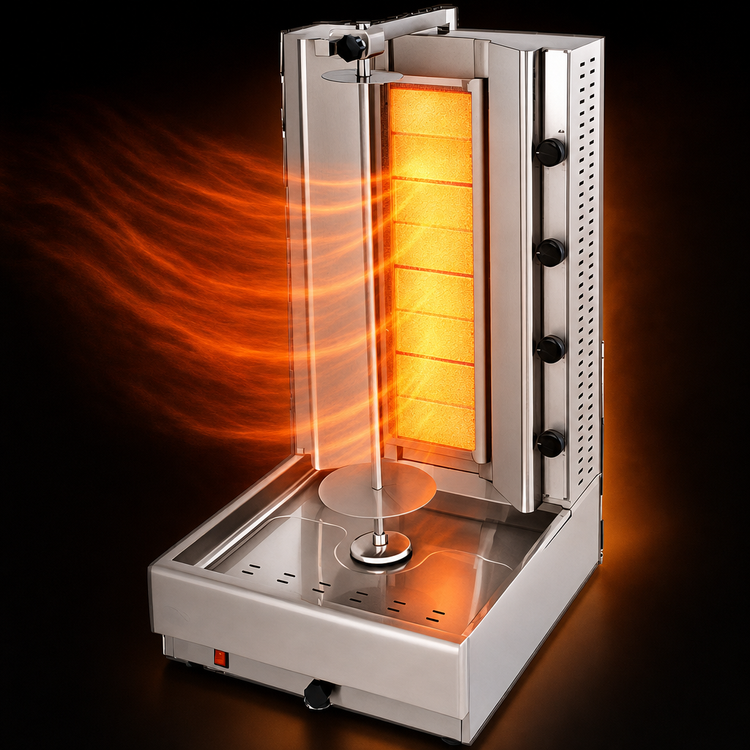 Product image #4 for Visvardis DG8AN Gas Vertical Broiler Gyro Machine, 90-140 lb Capacity, 48,000 BTU, 110V Spit Motor