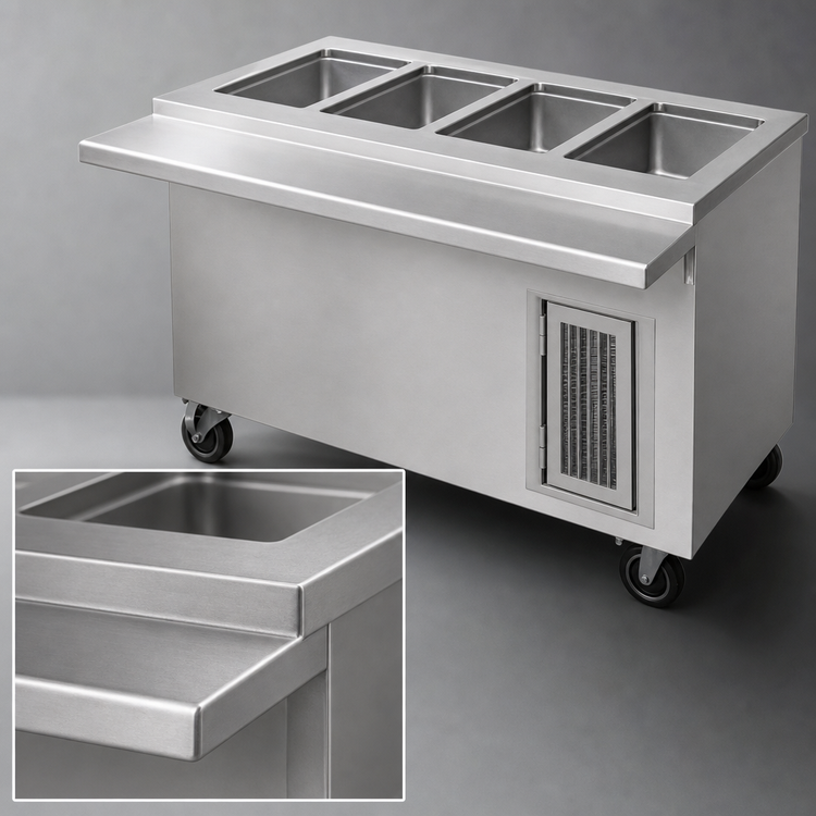 Product image #4 for Randell RANFG HTD-6 Mobile Electric Hot Food Table with Enclosed Cabinet Base and Six 12" x 20" Wells