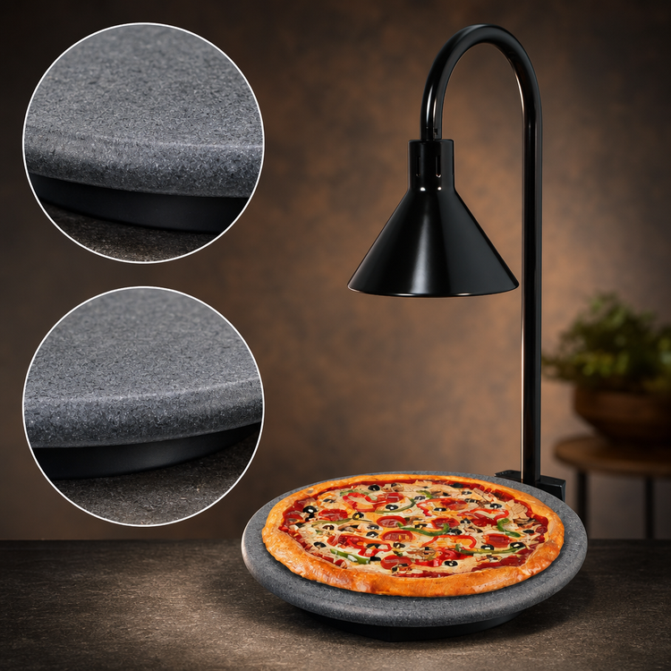 Product image #4 for Hatco Glo-Ray Round Heated Simulated Stone Warming Shelf with Decorative Lamp, 20-Inch Freestanding