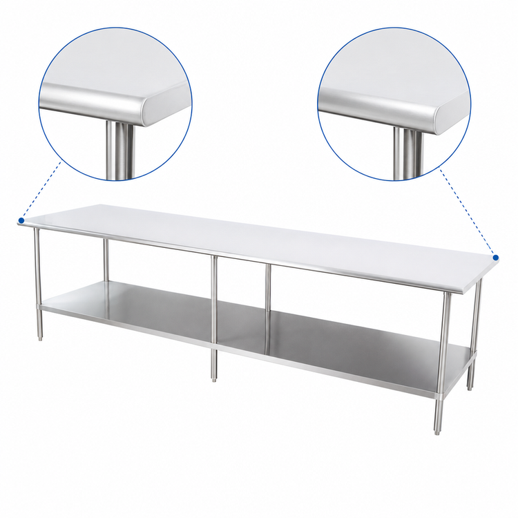 Product image #4 for Sapphire Manufacturing 84 Inch x 24 Inch Stainless Steel Work Table with Adjustable Undershelf