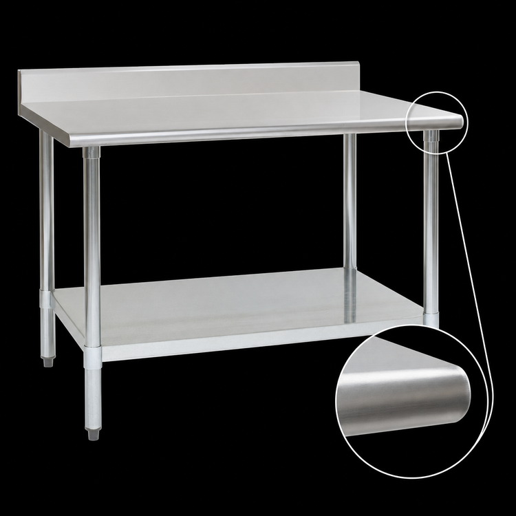 Product image #4 for Eagle Group Deluxe Series 144-Inch Stainless Steel Work Table with 4-1/2-Inch Backsplash and Undershelf