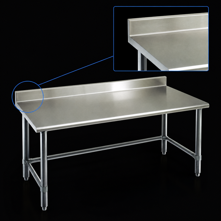 Product image #4 for Eagle Group Budget Series 144-Inch x 36-Inch Stainless Steel Work Table with 4-1/2-Inch Backsplash and Galvanized Tubular Base