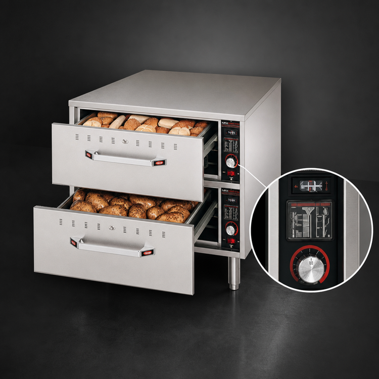 Product image #4 for Hatco Quick Ship Freestanding Two-Drawer Stainless Steel Warming Drawer Unit, 120V
