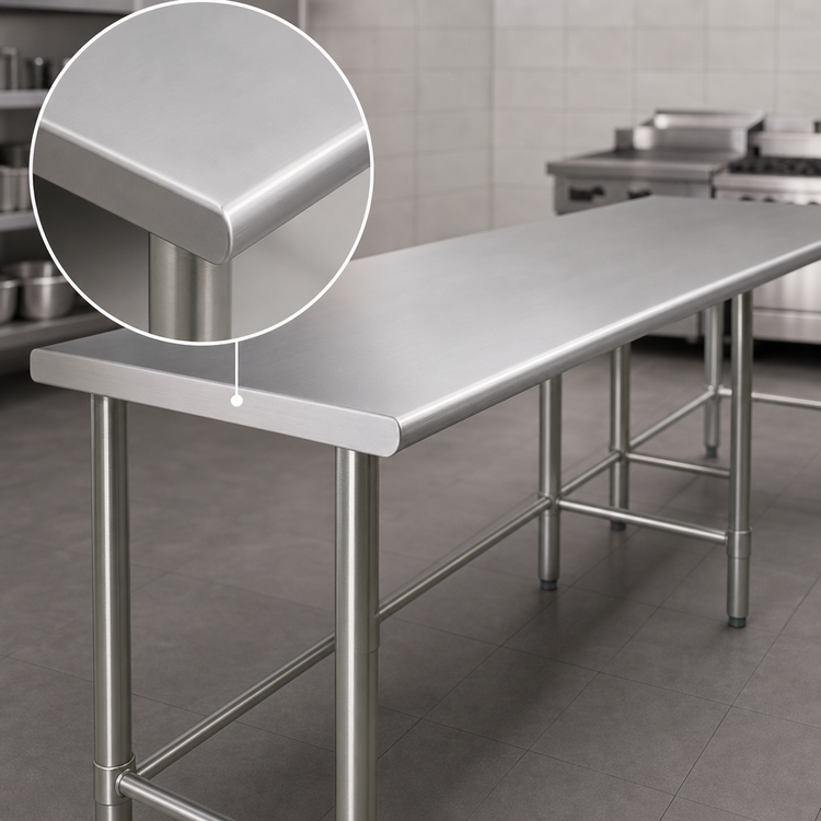 Product image #4 for Eagle Group Budget Series 108-Inch x 24-Inch Flat Top 430 Stainless Steel Work Table with Tubular Base