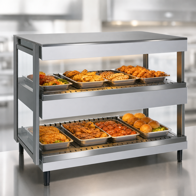 Product image #4 for Hatco Glo-Ray Horizontal Dual-Shelf Pass-Thru Countertop Merchandising Warmer, 52 Inch, 3520W