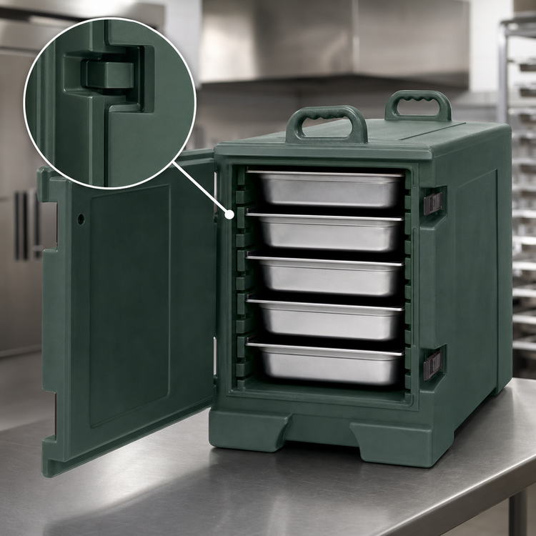 Product image #5 for Cateraide Insulated End-Load Food Pan Carrier, Forest Green, Holds 5 Full-Size Pans