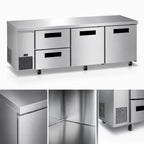 Thumbnail image #4 for Hoshizaki Steelheart ULR93B-D2 Three-Section Undercounter Reach-In Refrigerator, 2 Solid Doors, 2 Drawers, 93-Inch, Stainless Steel