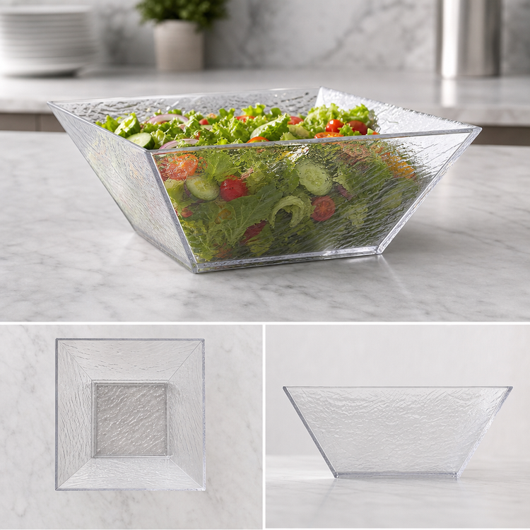 Product image #4 for American Metalcraft Rain Collection X-Large Square Clear Styrene Rain Bowl, 228 oz.