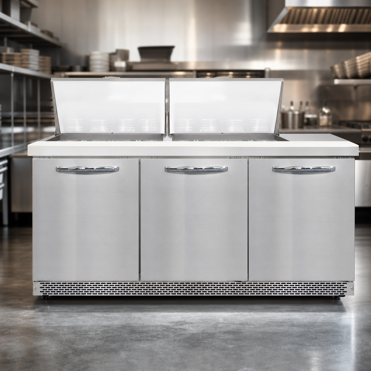 Product image #4 for Continental Refrigerator D72N24M-FB Designer Line Mighty Top 72" Three-Section Sandwich Prep Unit
