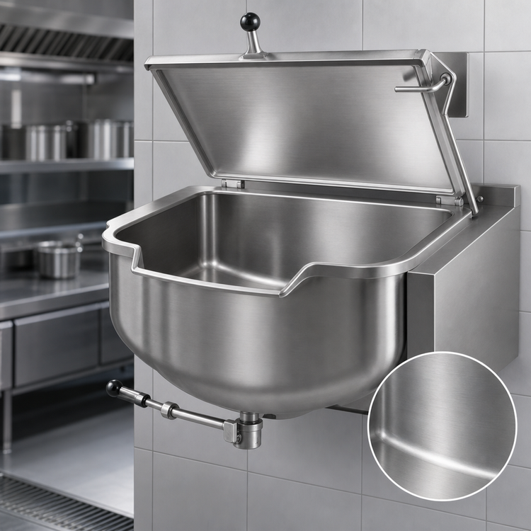 Product image #4 for Legion LTWC-80 80-Gallon Direct Steam 2/3 Jacketed Wall Mount Kettle
