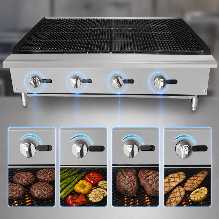 Product image #5 for CookRite 48-Inch Countertop Natural Gas Charbroiler with 4 Burners