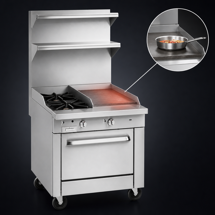 Product image #4 for Southbend Platinum Heavy Duty 32-Inch Modular Gas Range with (2) Open Burners and 16-Inch Hot Top