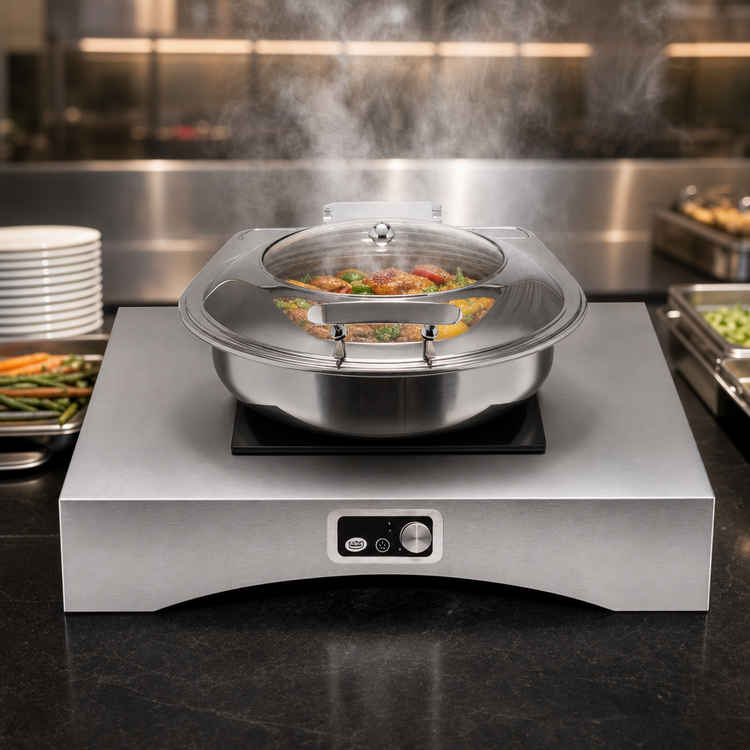 Product image #5 for Single-Burner Countertop Induction Chafer Station with Drop-In Electric Cooktop, 120V, 1800W, Brushed Finish