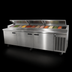 Thumbnail image #4 for Delfield 114-Inch Three-Section Refrigerated Pizza Prep Table, 30.9 Cu. Ft., Stainless Steel Top, 14 Third-Size Pan Capacity, Side-Mounted R290 Refrigeration